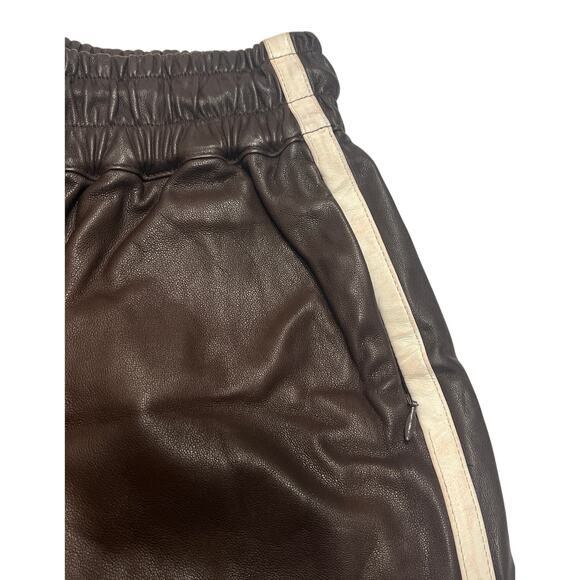 9-46 FRAME Men's Gym Shorts 100% Lamb Leather Brown Large - Picture 3 of 9